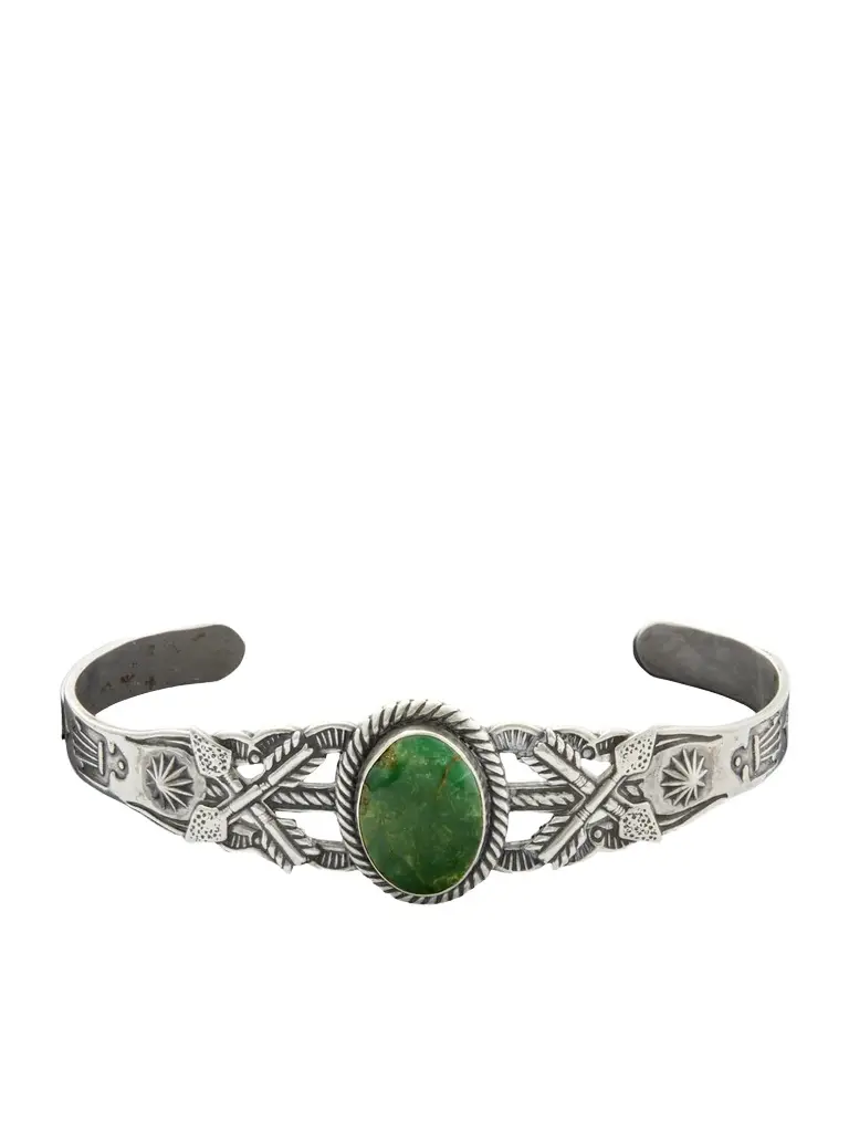 FOUNDWELL Vintage 1940s Sterling Silver Malachite Cuff - Men | Image 1 FOUNDWELL Vintage 1940s Sterling Silver Malachite Cuff - Men | Image 1