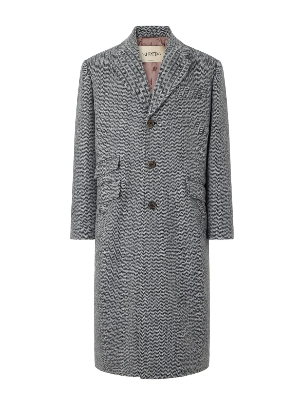 Herringbone Virgin Wool Coat - Men Herringbone Virgin Wool Coat - Men