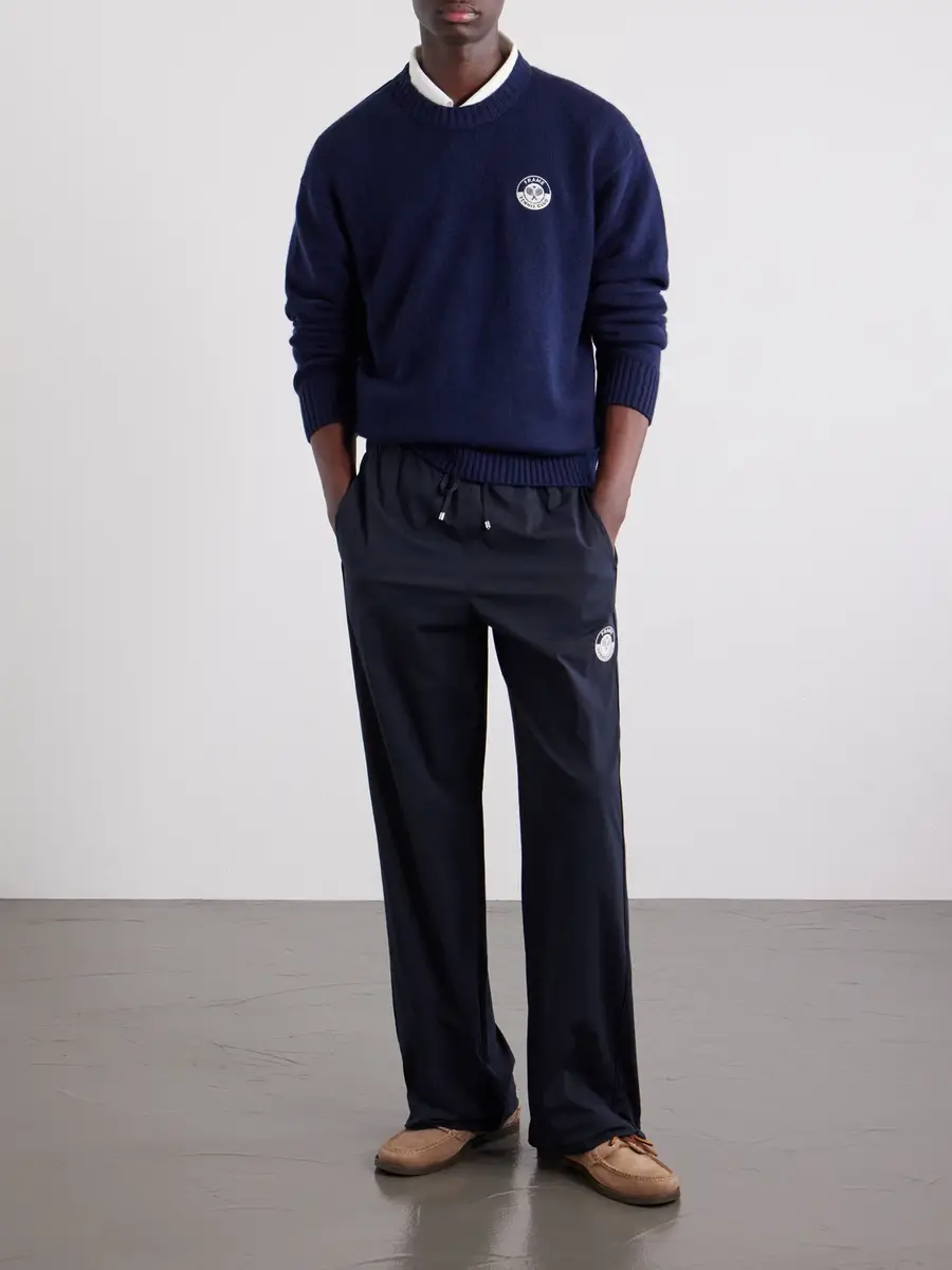 Frame Straight-Leg Drawstring Logo-Embroidered Cotton-Blend Trousers - Men | Thumbnail 2 Frame Straight-Leg Drawstring Logo-Embroidered Cotton-Blend Trousers - Men | Thumbnail 2