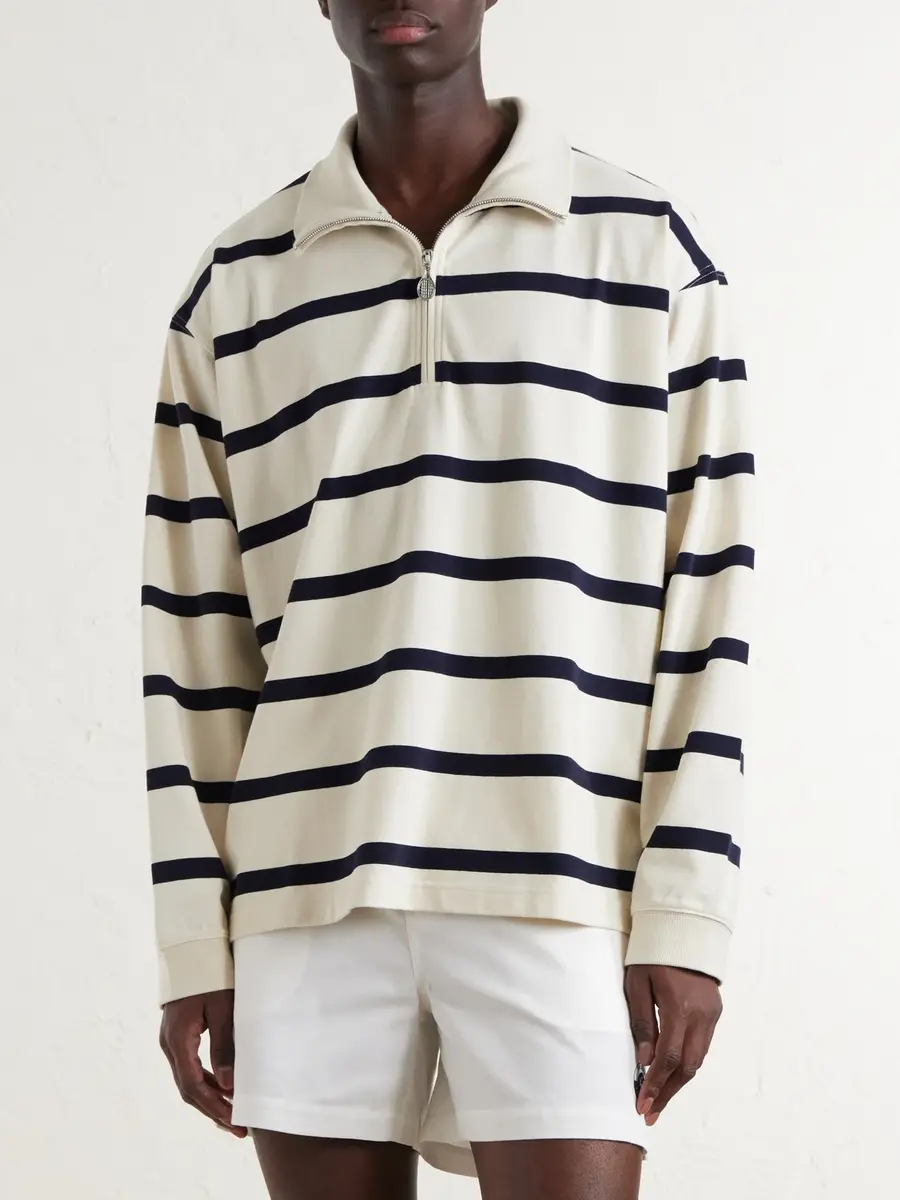 Frame Logo-Embroidered Striped Cotton Sweater - Men | Thumbnail 3 Frame Logo-Embroidered Striped Cotton Sweater - Men | Thumbnail 3