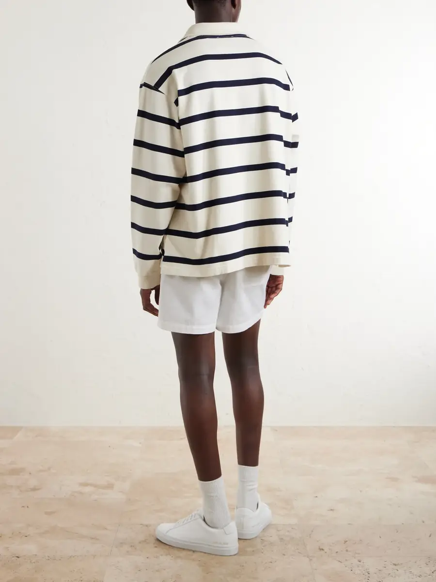Frame Logo-Embroidered Striped Cotton Sweater - Men | Thumbnail 4 Frame Logo-Embroidered Striped Cotton Sweater - Men | Thumbnail 4