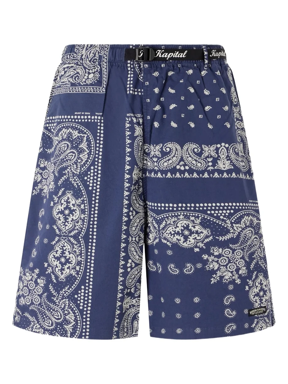 Easy Straight-Leg Belted Bandana-Print Cotton Shorts - Men