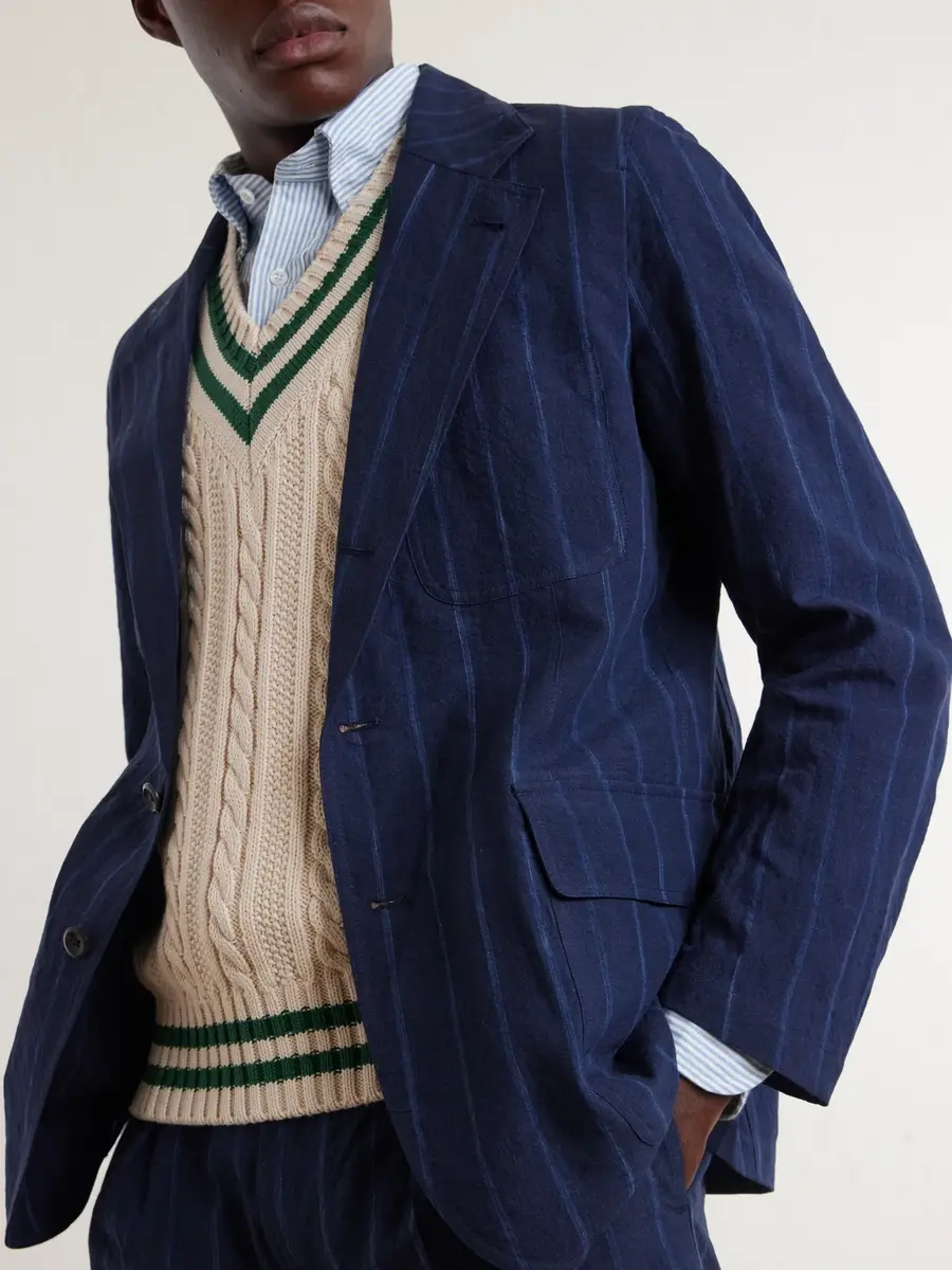 Drake's Games Pinstriped Linen and Cotton-Blend Suit Jacket - Men | Thumbnail 5 Drake's Games Pinstriped Linen and Cotton-Blend Suit Jacket - Men | Thumbnail 5