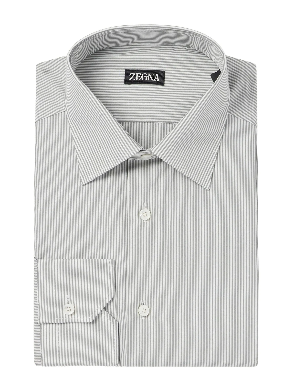 Zegna Trofeo Classic-Collar Striped Cotton-Poplin Shirt - Men