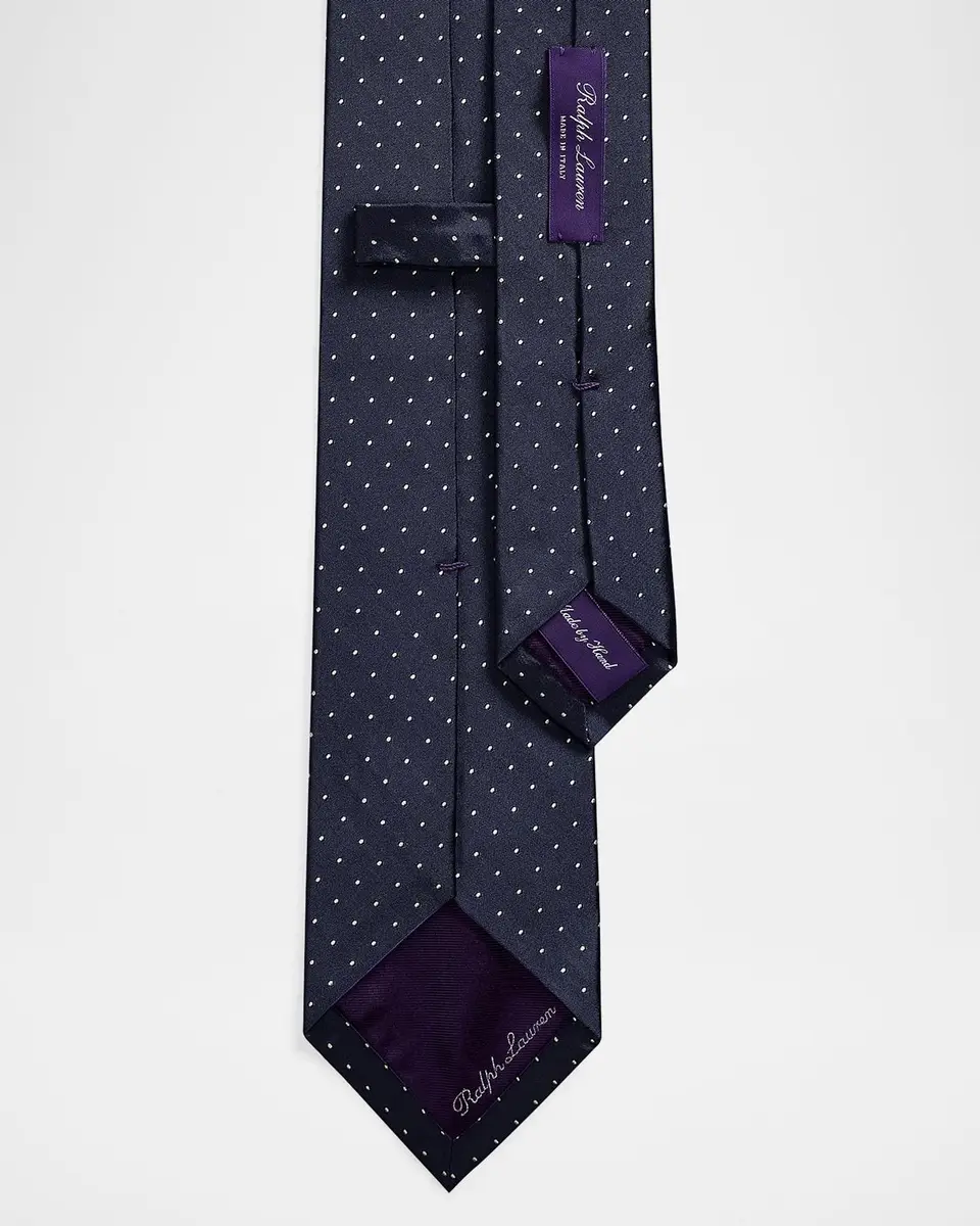 Ralph Lauren Purple Label Men's Pin Dot Peau de Soie Tie | Thumbnail 2 Ralph Lauren Purple Label Men's Pin Dot Peau de Soie Tie | Thumbnail 2
