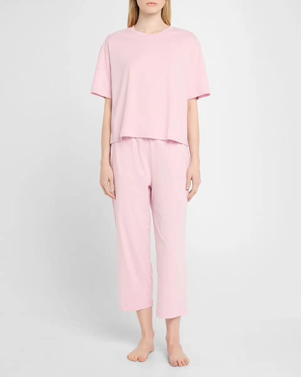Skin Cali and Carlyn Cropped Pima Cotton Pajama Set | Thumbnail 2