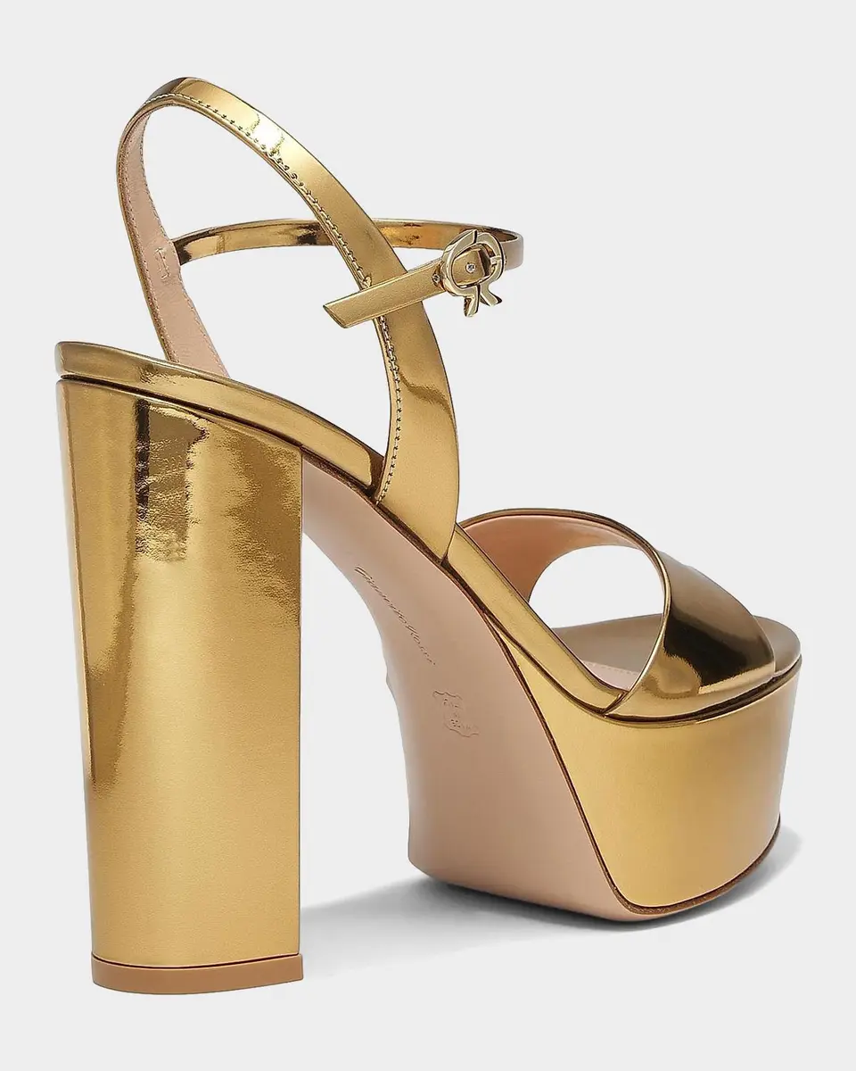 Gianvito Rossi 120MM Metallic Leather Platform Sandals | Thumbnail 2 Gianvito Rossi 120MM Metallic Leather Platform Sandals | Thumbnail 2