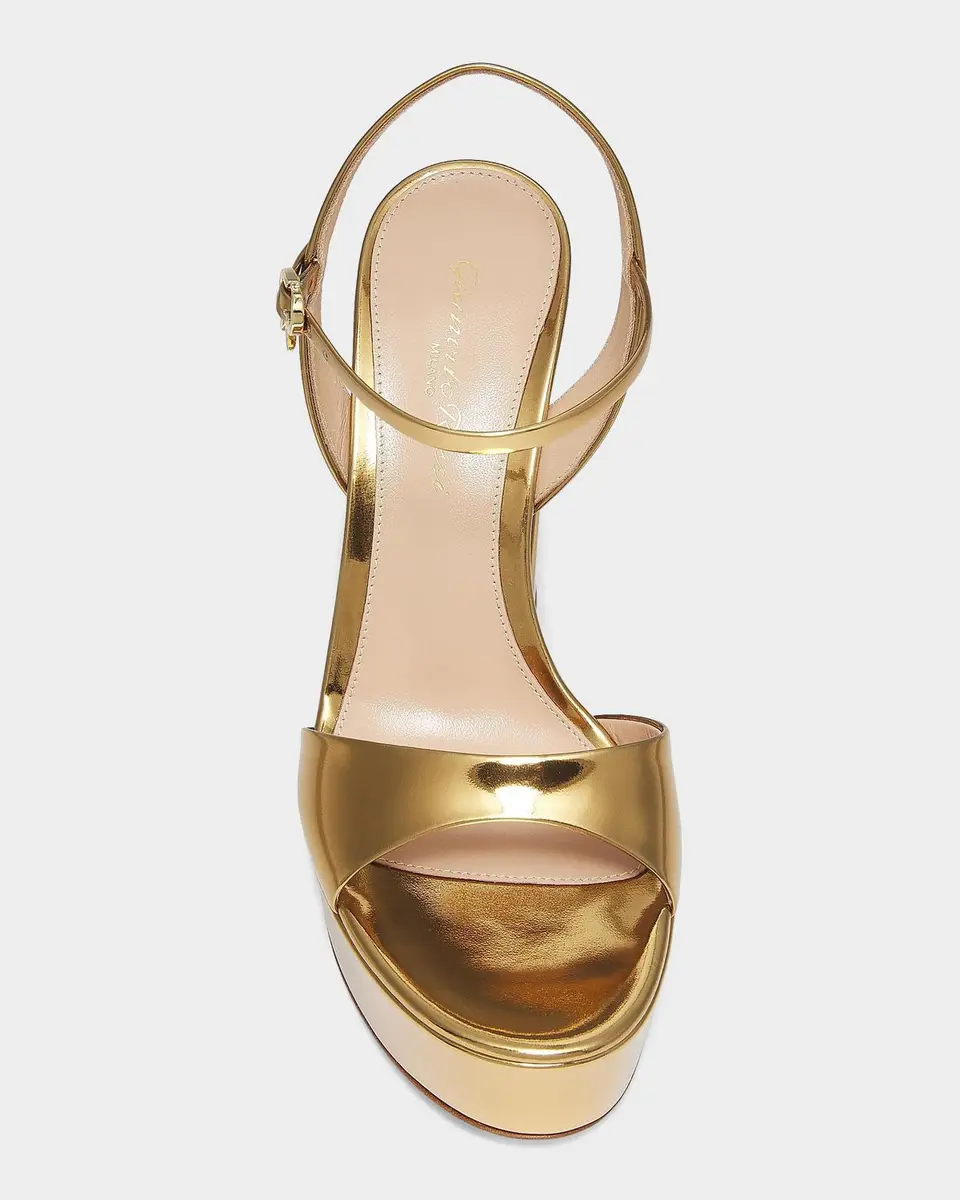 Gianvito Rossi 120MM Metallic Leather Platform Sandals | Thumbnail 4 Gianvito Rossi 120MM Metallic Leather Platform Sandals | Thumbnail 4
