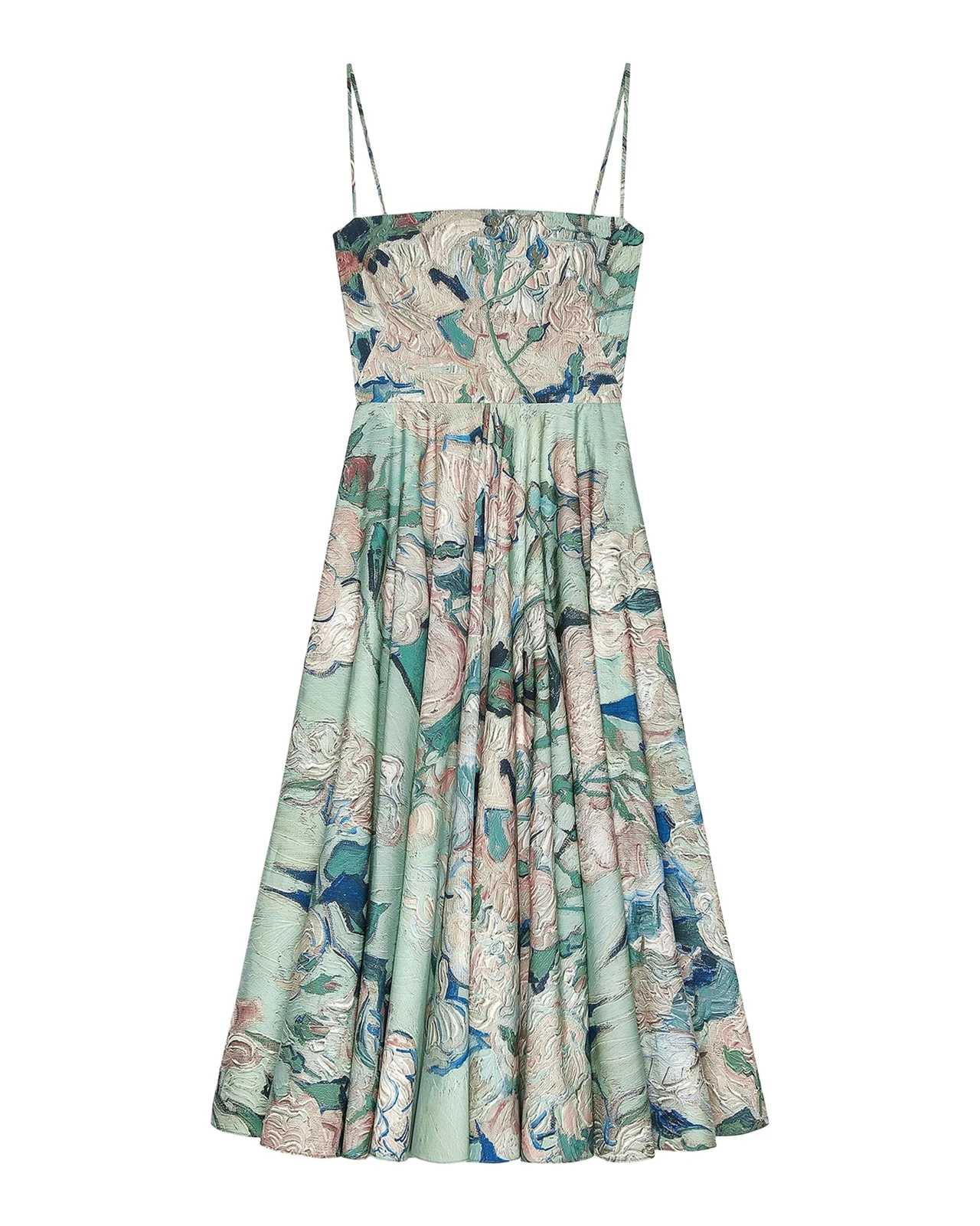 Givenchy Rose Print Cotton Poplin Sliced Midi Dress