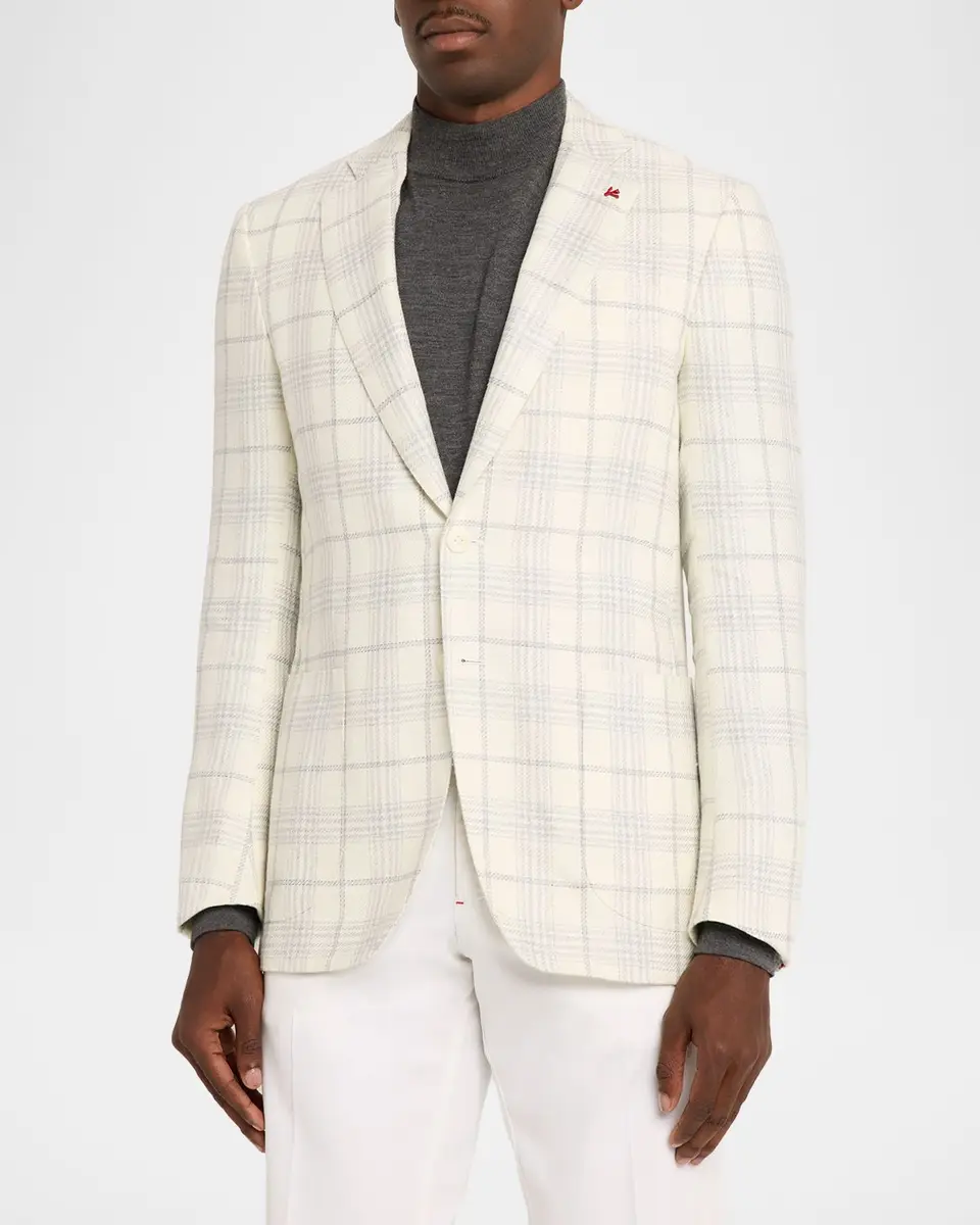 Isaia Men's Plaid Wool Single-Breasted Sport Coat | Thumbnail 4 Isaia Men's Plaid Wool Single-Breasted Sport Coat | Thumbnail 4