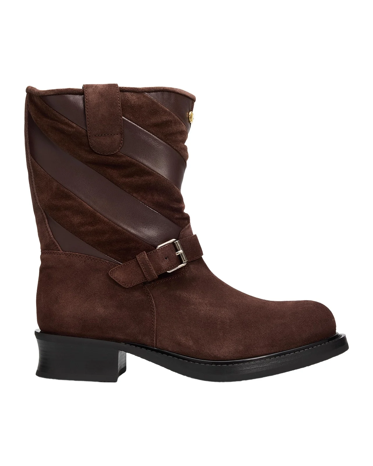 Valentino Garavani 40mm Rayons Mixed Leather Mid-Calf Moto Boots