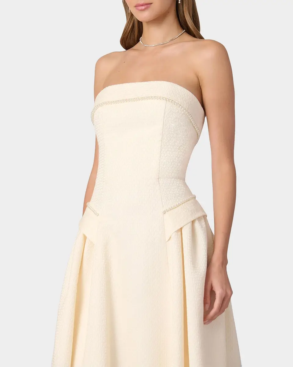 Shoshanna Remington Jacquard Strapless Cocktail Midi Dress | Thumbnail 4 Shoshanna Remington Jacquard Strapless Cocktail Midi Dress | Thumbnail 4