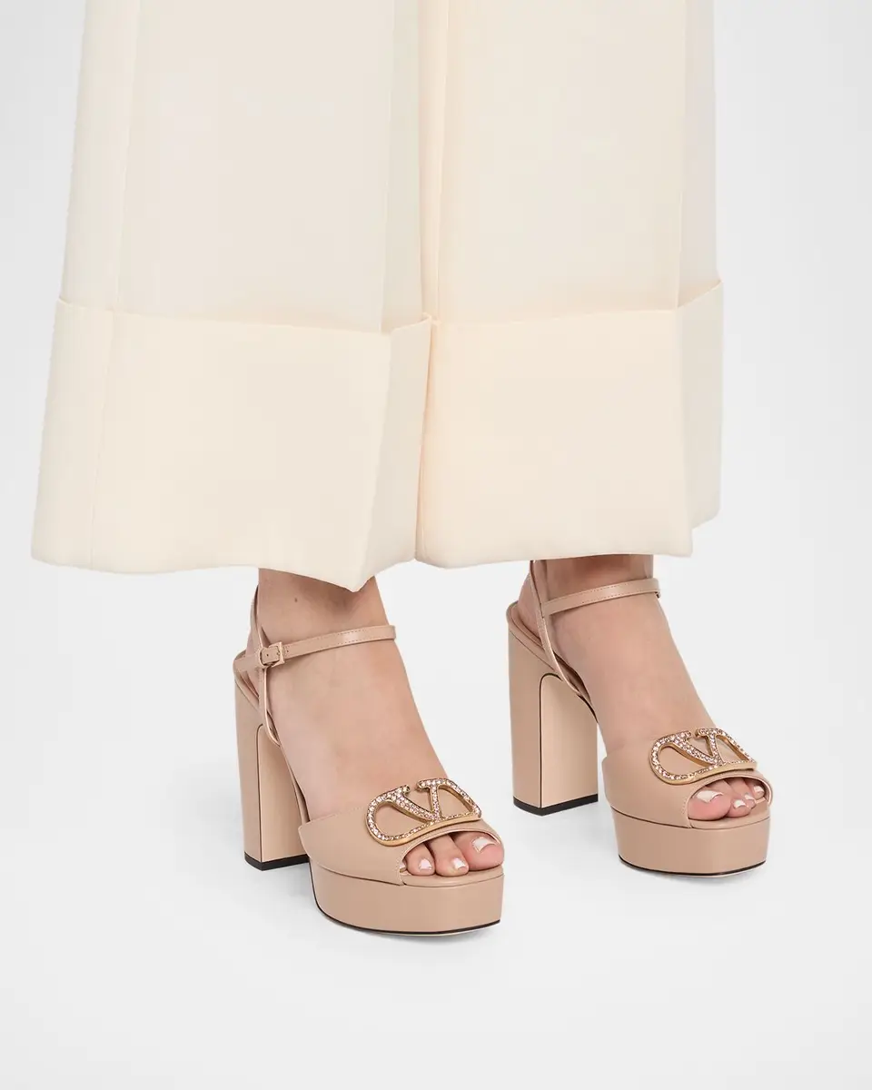 Valentino Garavani 115mm VLogo Signature Leather Platform Sandals | Thumbnail 2