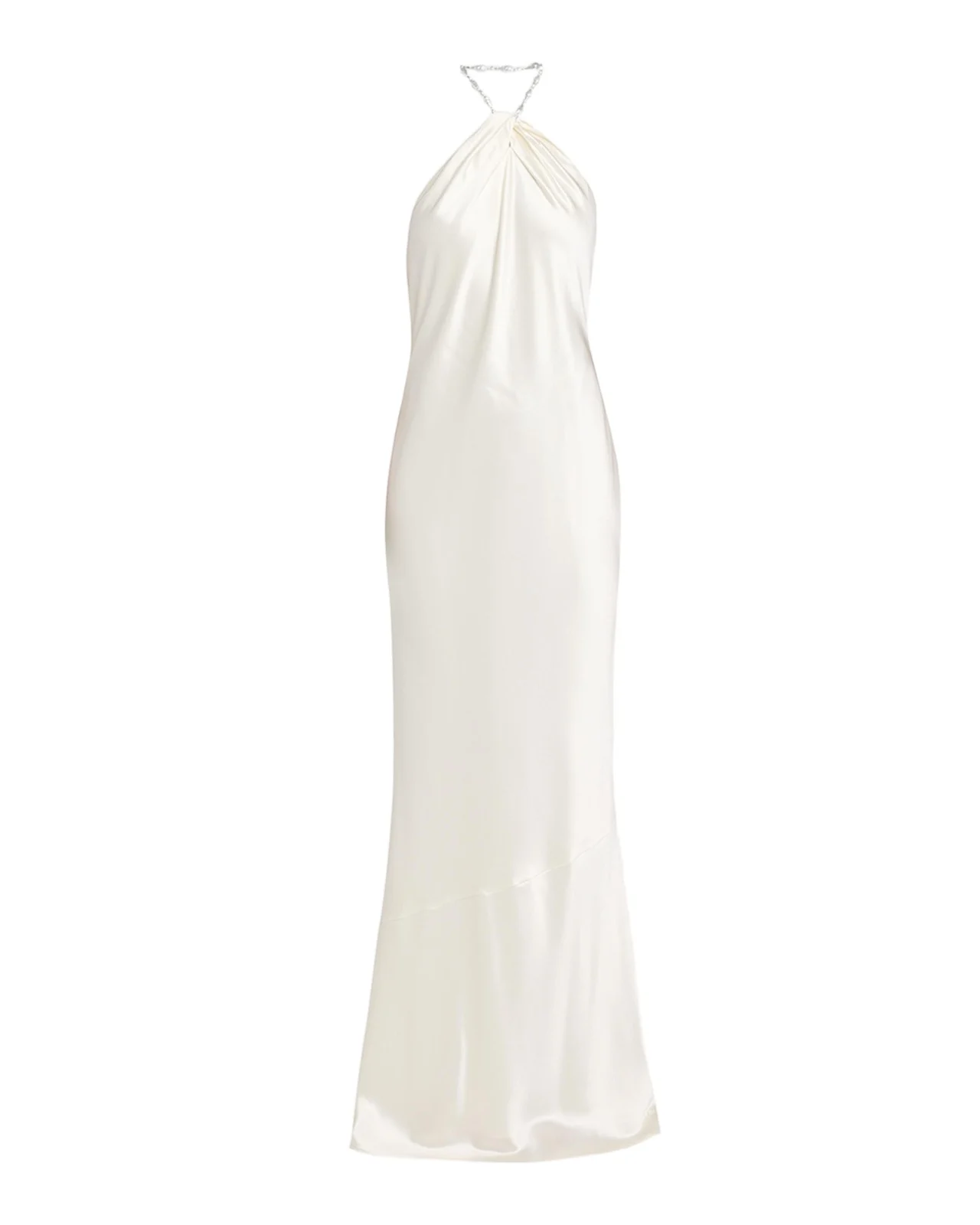 Anat Satin Beaded Halter Dress