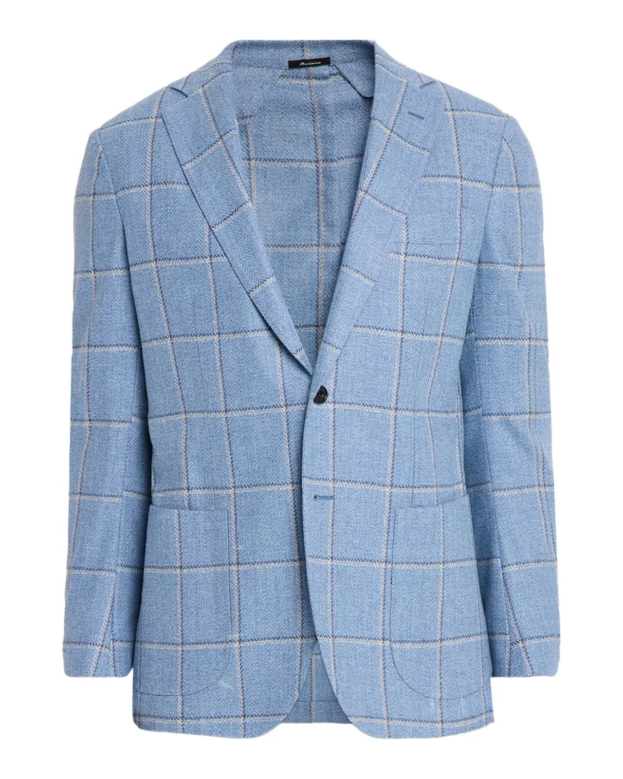 Men's Wool and Cashmere Plaid Single-Breasted Sport Coat