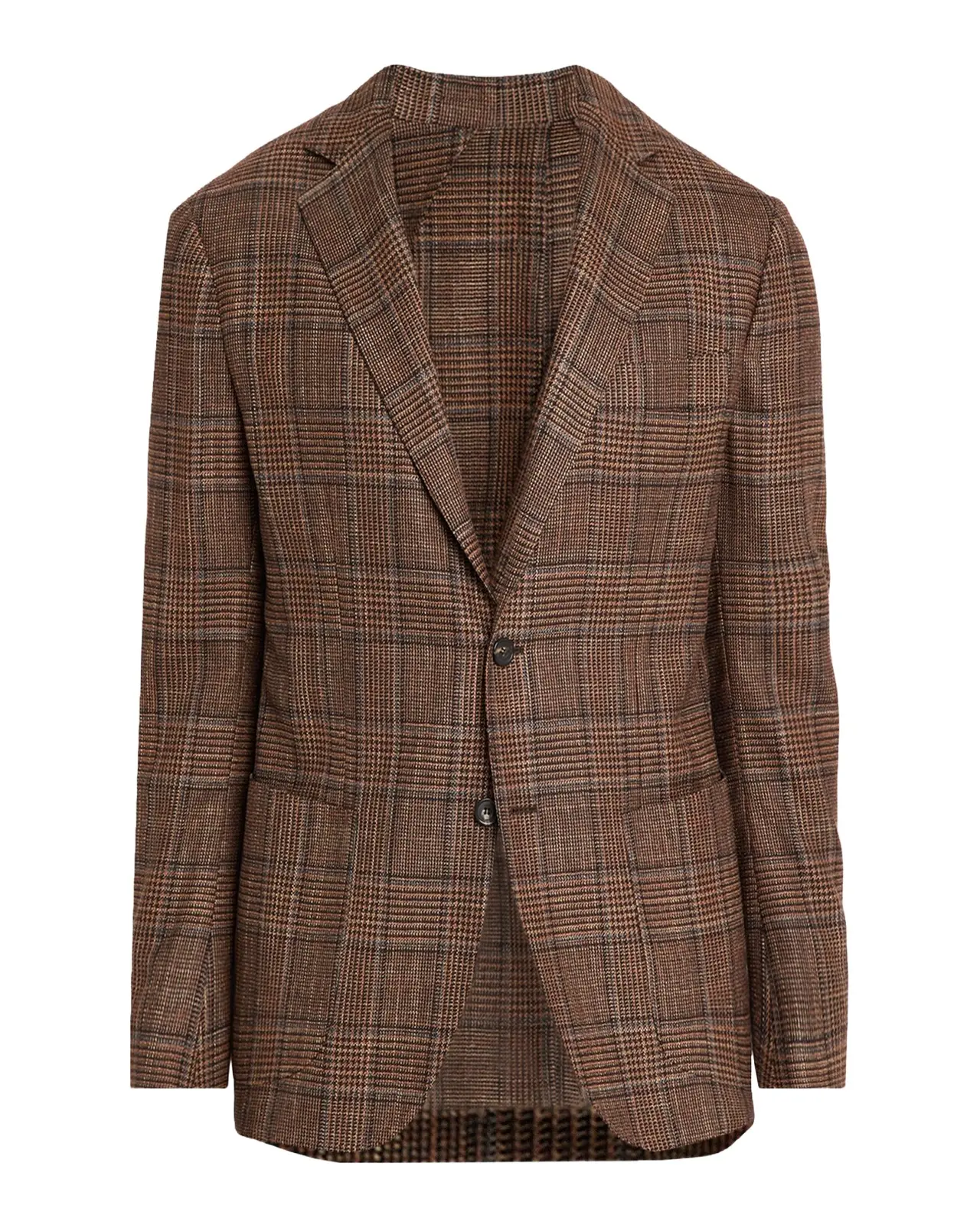 Men's Wool and Silk Glen Plaid Single-Breasted Sport Coat