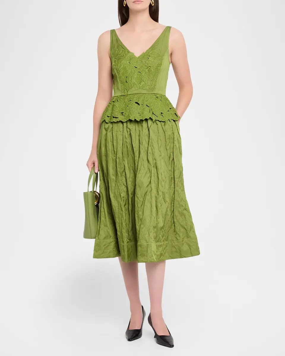 Jason Wu Collection Sleeveless Floral Embroidered Peplum Midi Dress | Thumbnail 2 Jason Wu Collection Sleeveless Floral Embroidered Peplum Midi Dress | Thumbnail 2