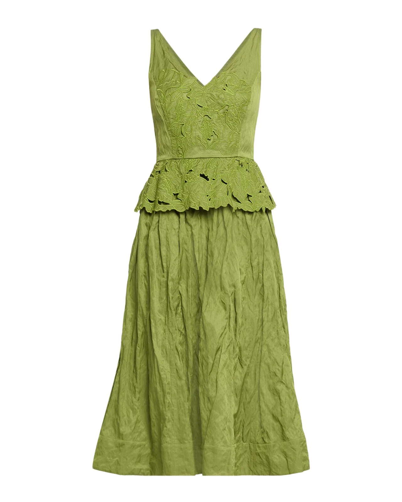 Sleeveless Floral Embroidered Peplum Midi Dress Sleeveless Floral Embroidered Peplum Midi Dress