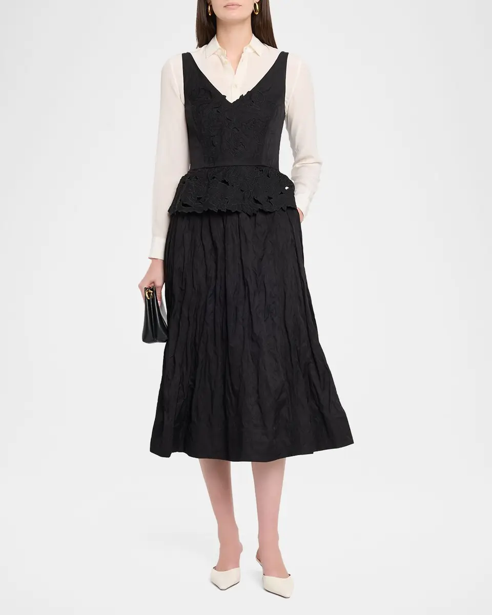 Jason Wu Collection Sleeveless Floral Embroidered Peplum Midi Dress | Thumbnail 2 Jason Wu Collection Sleeveless Floral Embroidered Peplum Midi Dress | Thumbnail 2