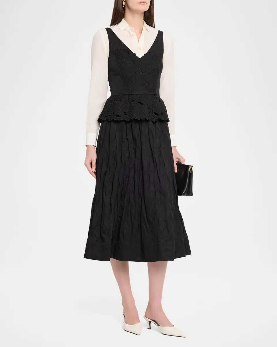 Jason Wu Collection Sleeveless Floral Embroidered Peplum Midi Dress | Thumbnail 4 Jason Wu Collection Sleeveless Floral Embroidered Peplum Midi Dress | Thumbnail 4