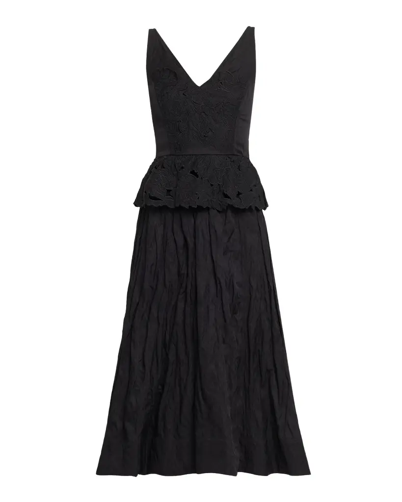 Jason Wu Collection Sleeveless Floral Embroidered Peplum Midi Dress | Image 1 Jason Wu Collection Sleeveless Floral Embroidered Peplum Midi Dress | Image 1