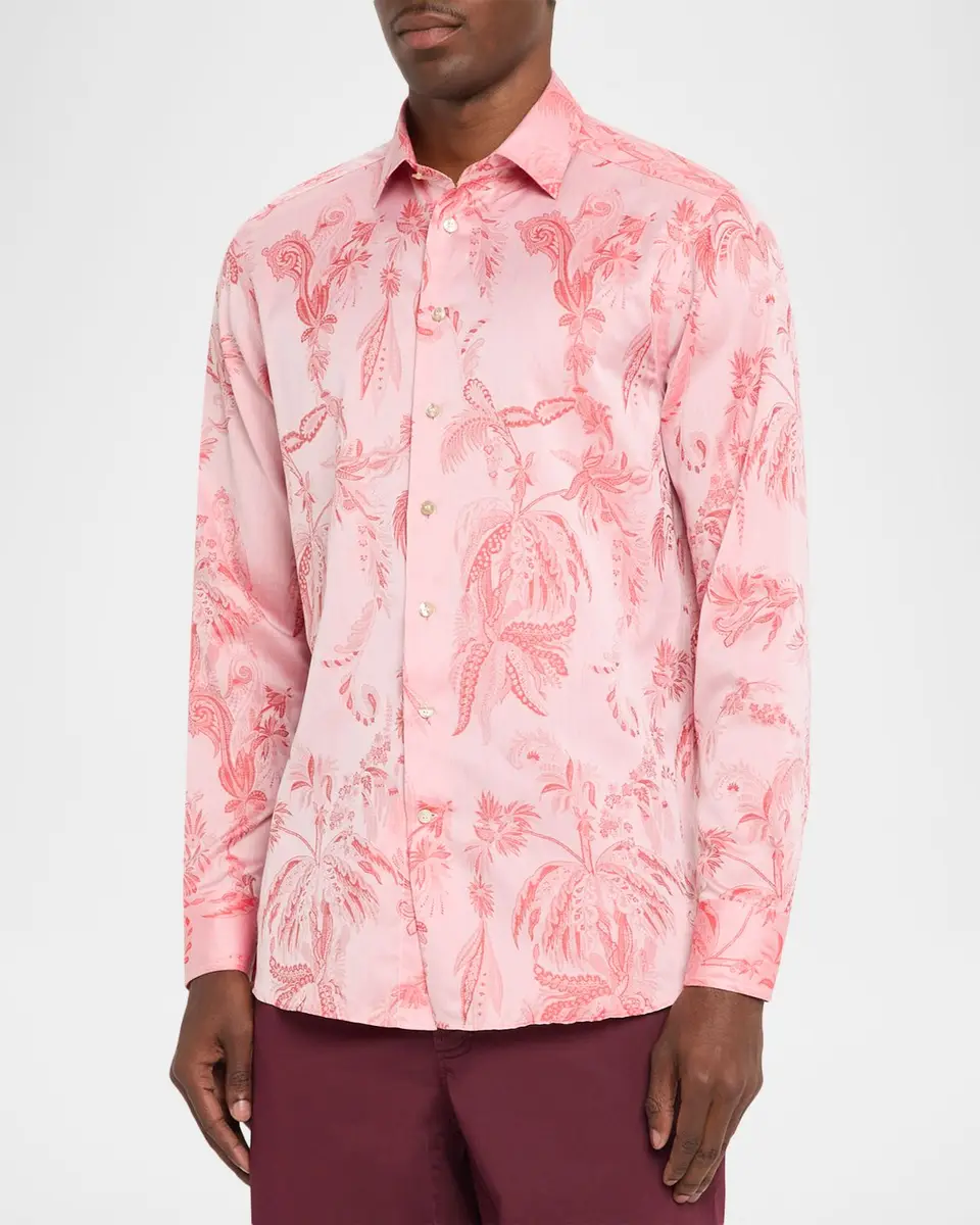 Etro Men's Cotton Tonal Paisley Button-Down Shirt | Thumbnail 4 Etro Men's Cotton Tonal Paisley Button-Down Shirt | Thumbnail 4