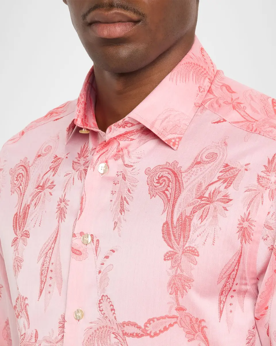 Etro Men's Cotton Tonal Paisley Button-Down Shirt | Thumbnail 5 Etro Men's Cotton Tonal Paisley Button-Down Shirt | Thumbnail 5