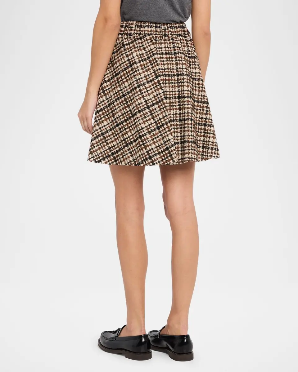 Brunello Cucinelli Checked Wool-Alpaca Mini Circle Skirt | Thumbnail 3