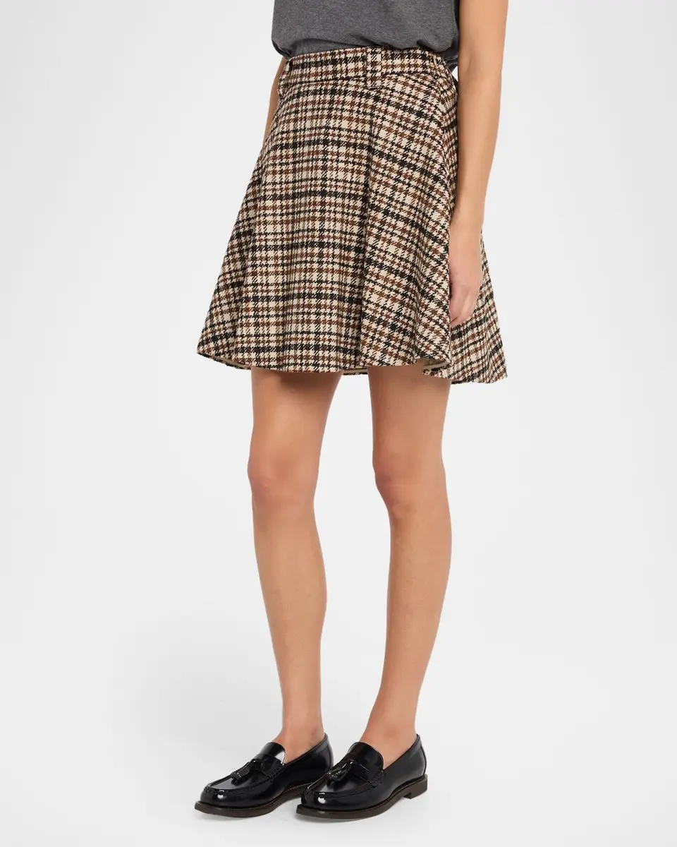 Brunello Cucinelli Checked Wool-Alpaca Mini Circle Skirt | Thumbnail 4