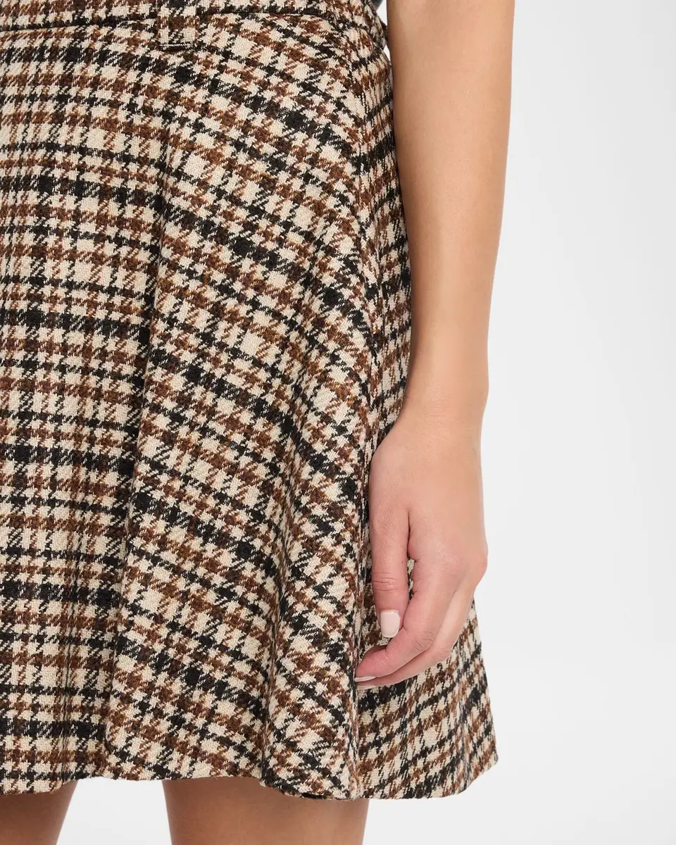 Brunello Cucinelli Checked Wool-Alpaca Mini Circle Skirt | Thumbnail 5