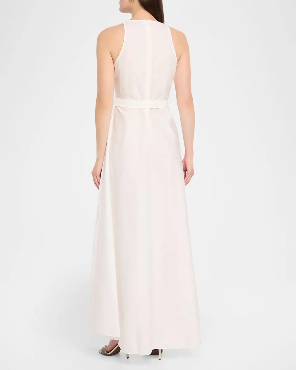 Brunello Cucinelli Sleeveless Belted Cotton Techno Poplin Midi Dress | Thumbnail 3 Brunello Cucinelli Sleeveless Belted Cotton Techno Poplin Midi Dress | Thumbnail 3