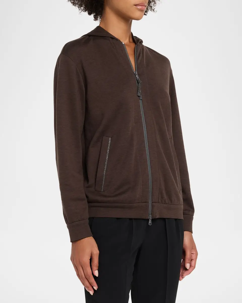 Brunello Cucinelli Monili-Trim Cardigan Sweatshirt | Thumbnail 4 Brunello Cucinelli Monili-Trim Cardigan Sweatshirt | Thumbnail 4