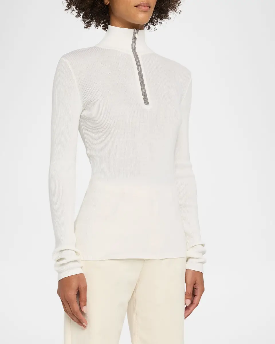 Brunello Cucinelli Turtleneck Monili Zip Wool-Cashmere Sweater | Thumbnail 4 Brunello Cucinelli Turtleneck Monili Zip Wool-Cashmere Sweater | Thumbnail 4