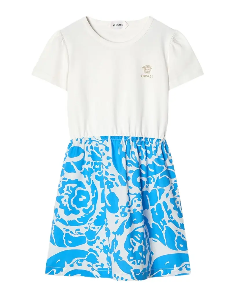 Versace Girl's Logo Jersey & Cotton-Poplin Dress, Size 4-14 | Image 1 Versace Girl's Logo Jersey & Cotton-Poplin Dress, Size 4-14 | Image 1