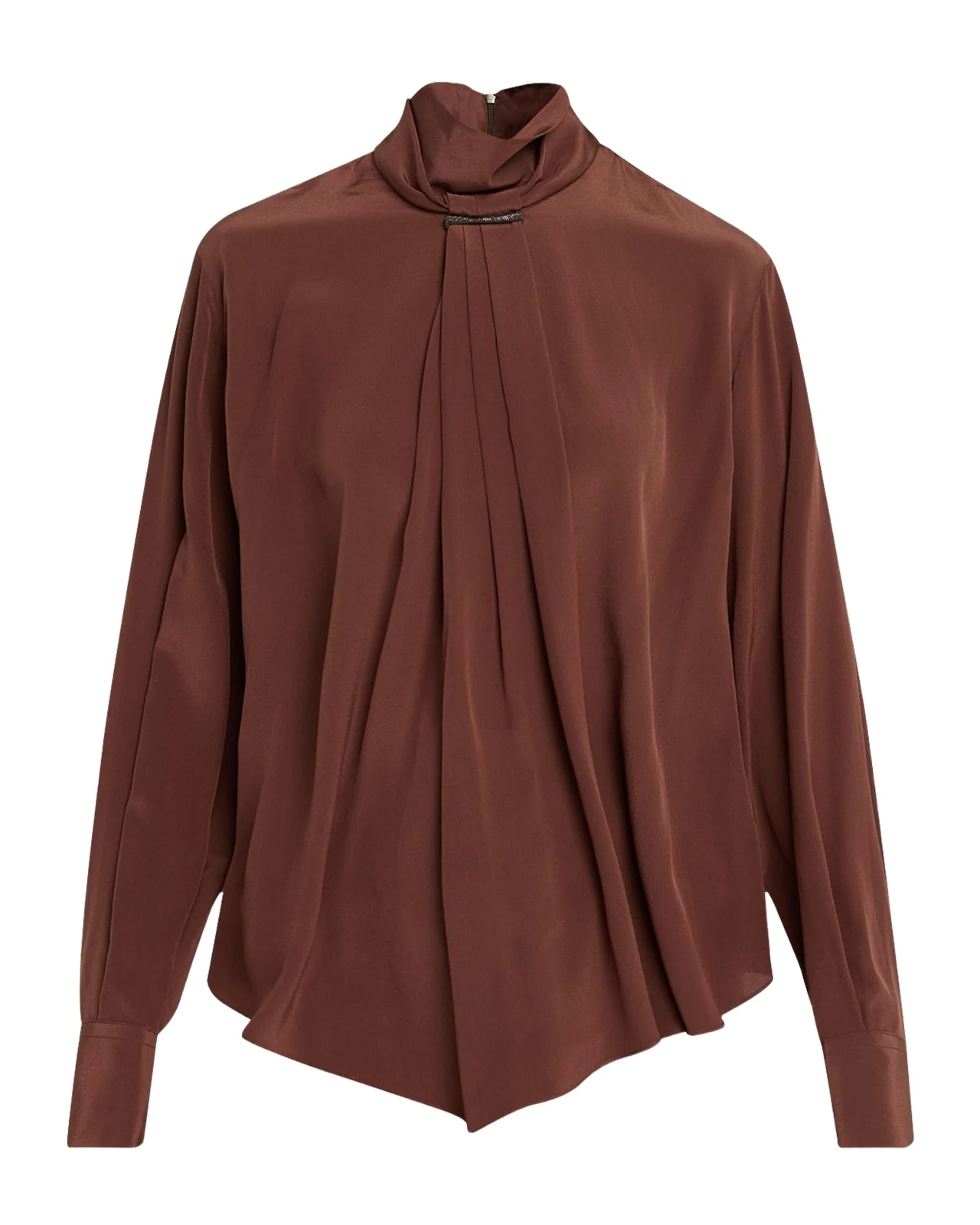 Turtleneck Monili Gathered Silk Blouse Turtleneck Monili Gathered Silk Blouse