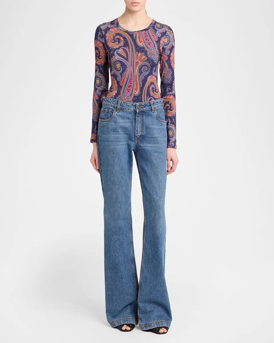 Etro Paisley-Print Wool Jersey Long-Sleeve Top | Thumbnail 2 Etro Paisley-Print Wool Jersey Long-Sleeve Top | Thumbnail 2