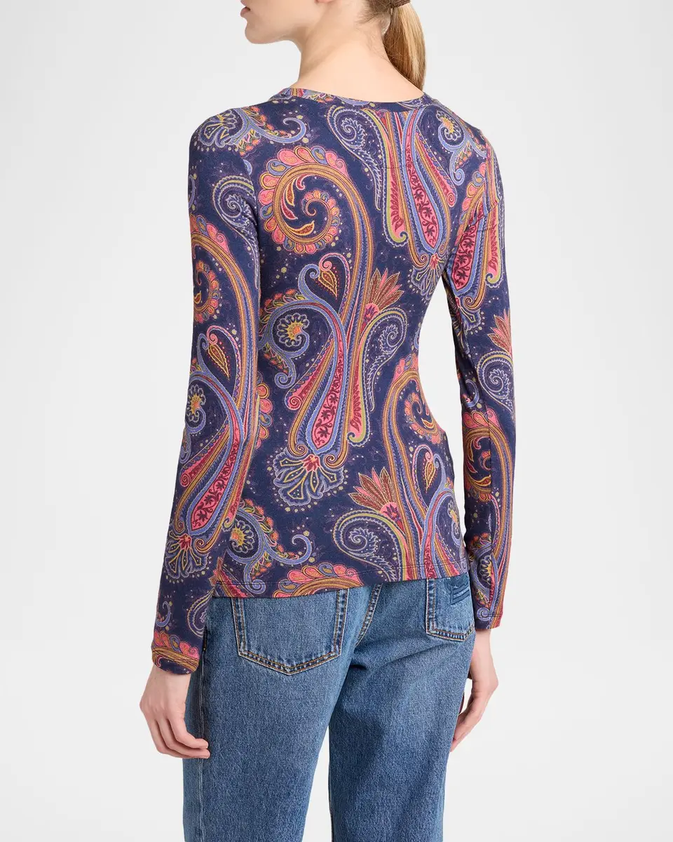 Etro Paisley-Print Wool Jersey Long-Sleeve Top | Thumbnail 3 Etro Paisley-Print Wool Jersey Long-Sleeve Top | Thumbnail 3