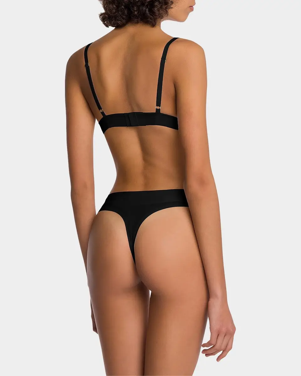 Wolford Beauty Cotton Striped Mid-Rise Thong | Thumbnail 2