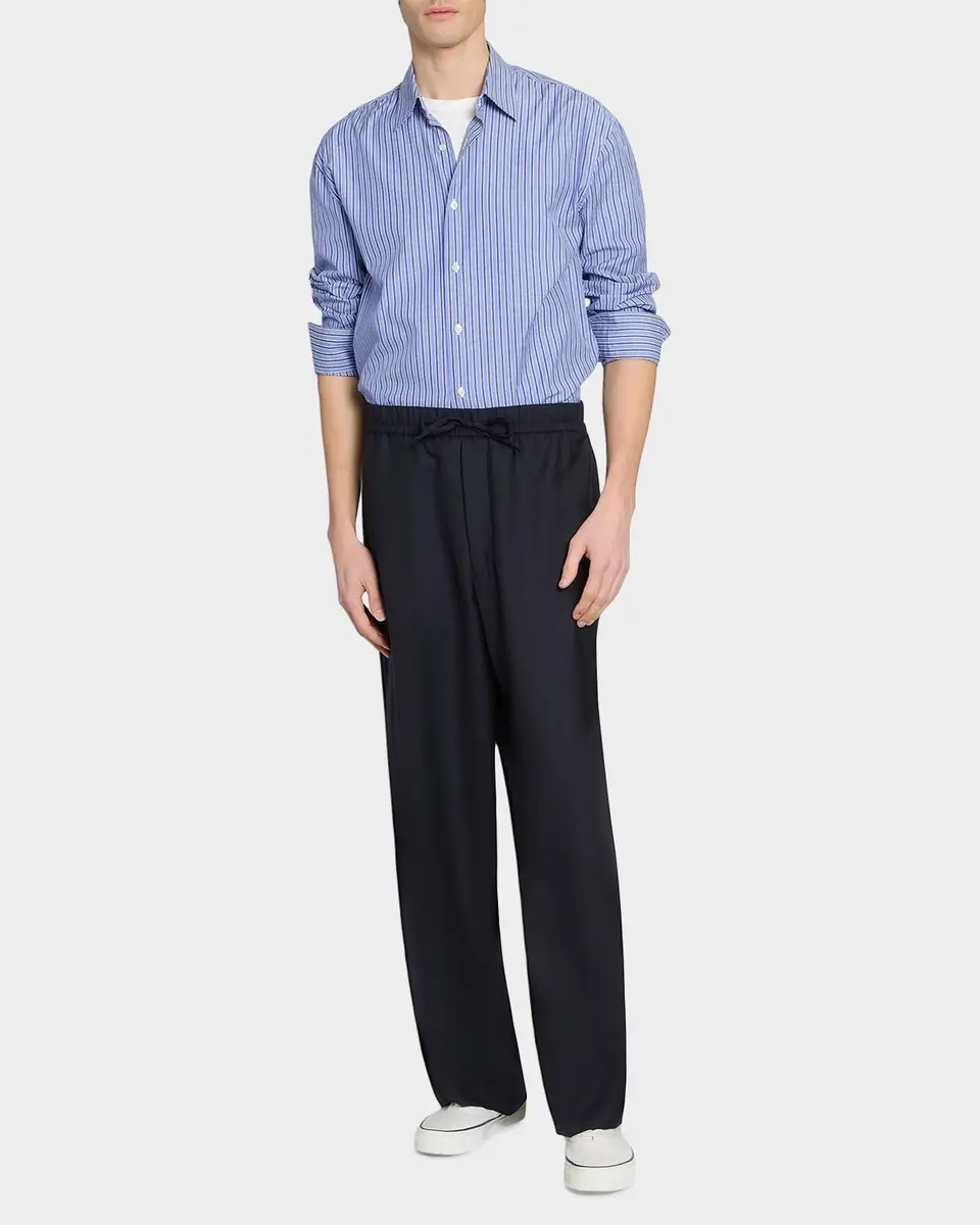 OFFICINE GÉNÉRALE Men's Gad Striped Cotton Poplin Shirt | Thumbnail 2 OFFICINE GÉNÉRALE Men's Gad Striped Cotton Poplin Shirt | Thumbnail 2