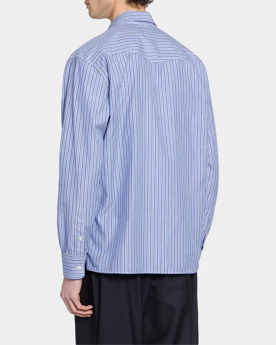 OFFICINE GÉNÉRALE Men's Gad Striped Cotton Poplin Shirt | Thumbnail 3 OFFICINE GÉNÉRALE Men's Gad Striped Cotton Poplin Shirt | Thumbnail 3