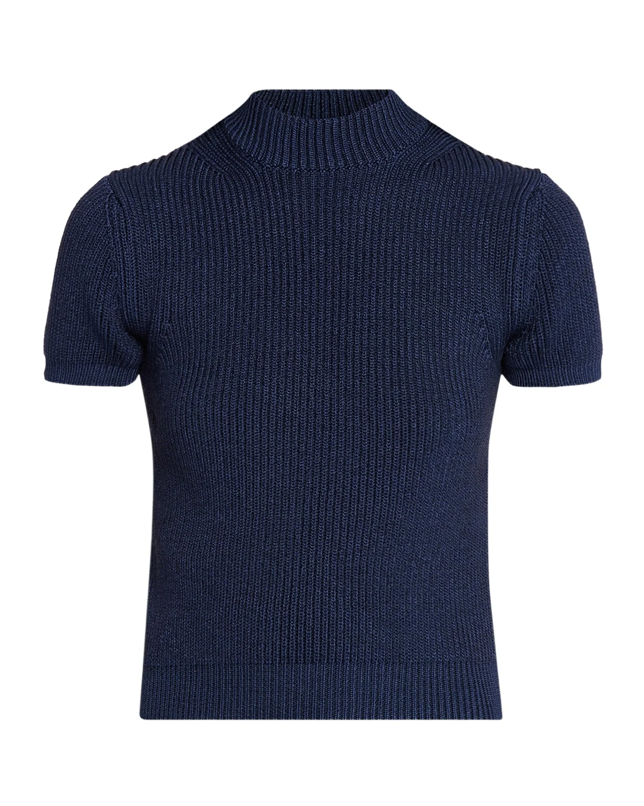 FFORME Katia Chunky Rib Short-Sleeve Mock-Neck Sweater