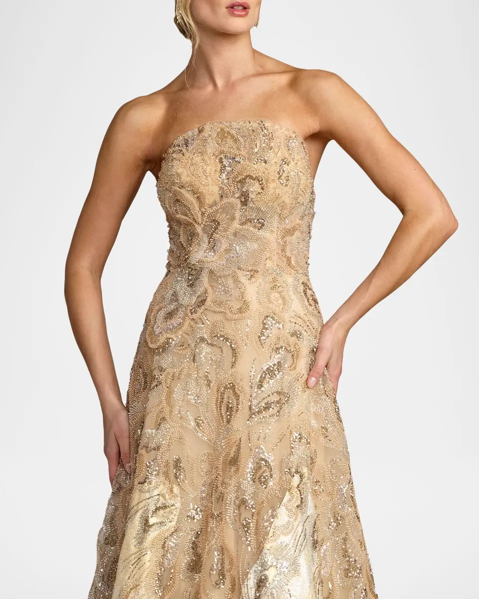 Mac Duggal Sequin-Embellished Brocade Ball Gown | Thumbnail 4 Mac Duggal Sequin-Embellished Brocade Ball Gown | Thumbnail 4