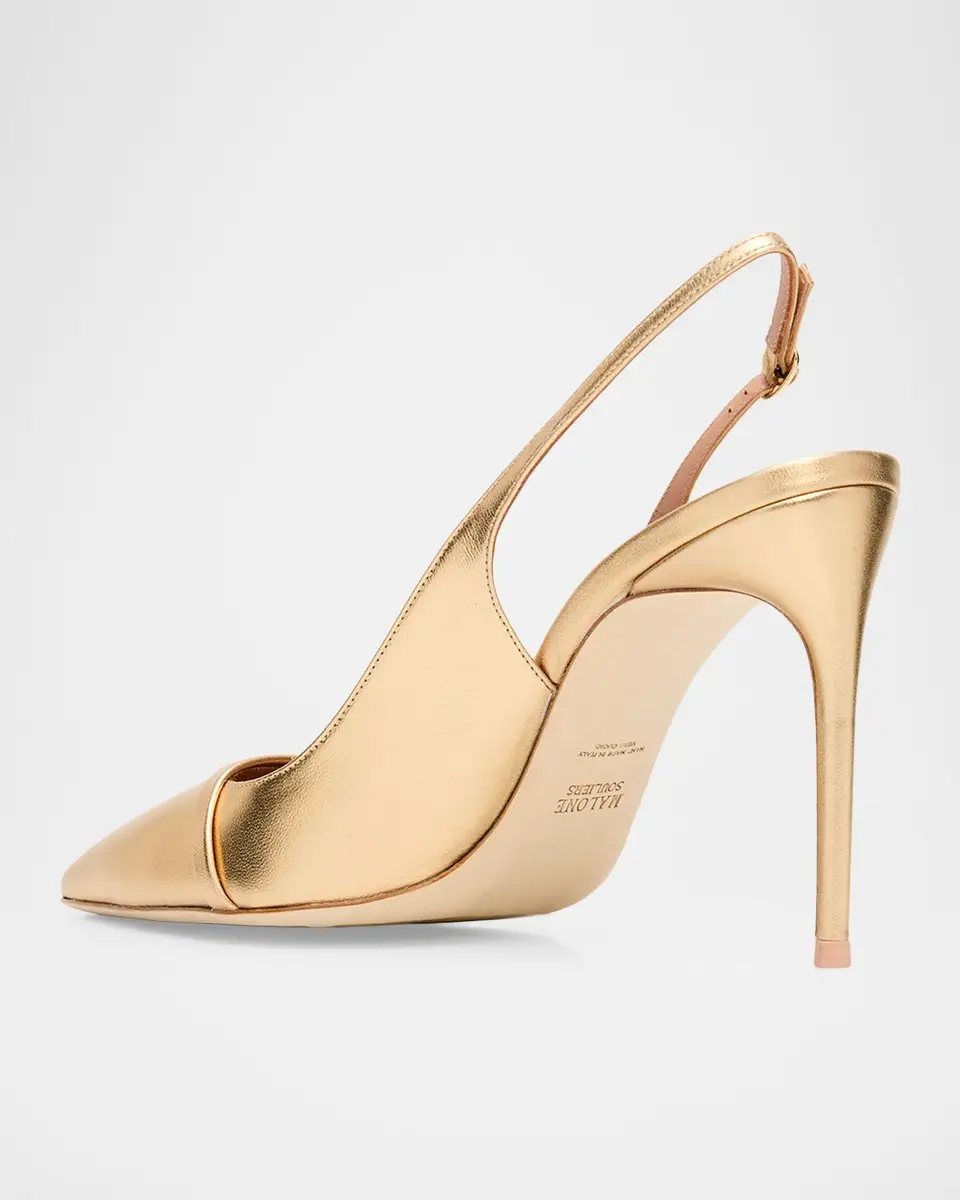 Malone Souliers 90mm Schiffer Metallic Leather Slingback Pumps | Thumbnail 4 Malone Souliers 90mm Schiffer Metallic Leather Slingback Pumps | Thumbnail 4