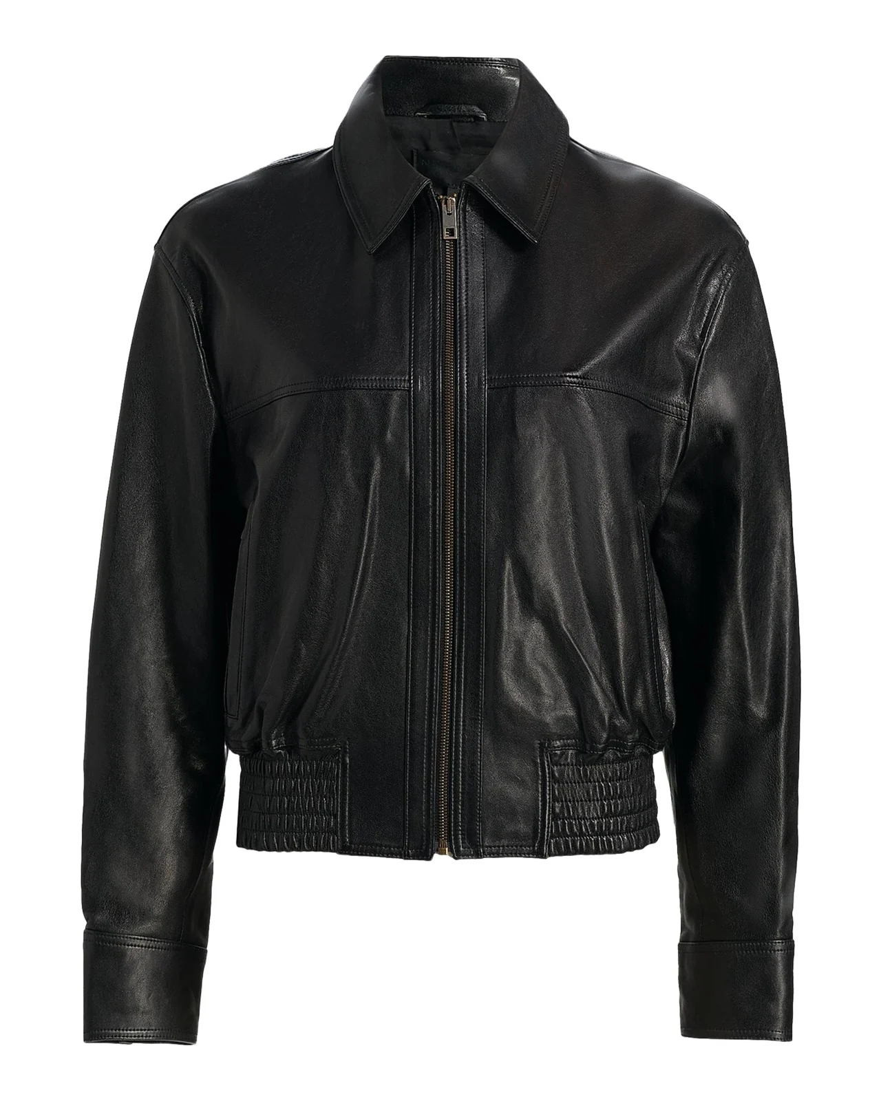 Aime Zipped Leather Bomber Jacket