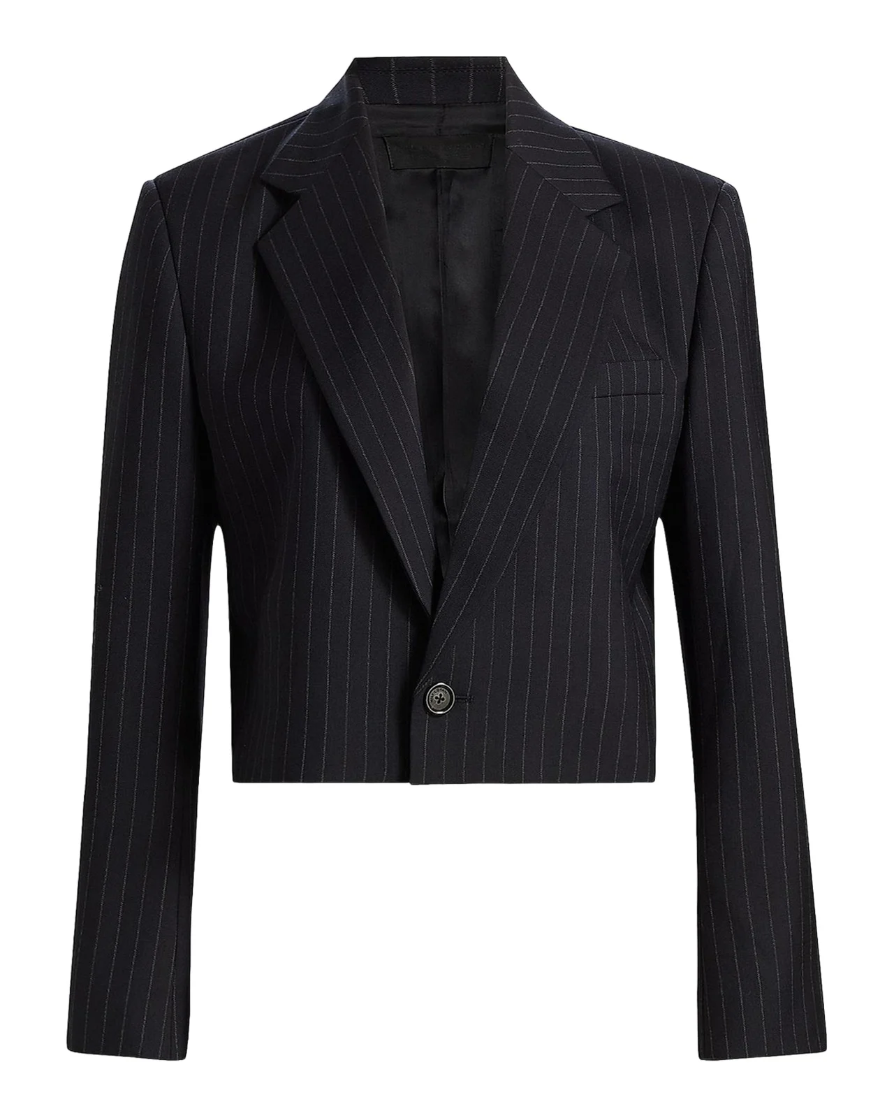 Swan Pinstriped Stretch-Wool Crop Blazer