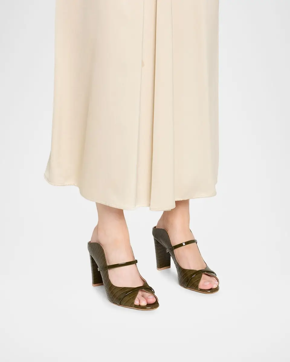 Malone Souliers 85mm Norah Croc-Embossed Leather Mule Sandals | Thumbnail 2 Malone Souliers 85mm Norah Croc-Embossed Leather Mule Sandals | Thumbnail 2