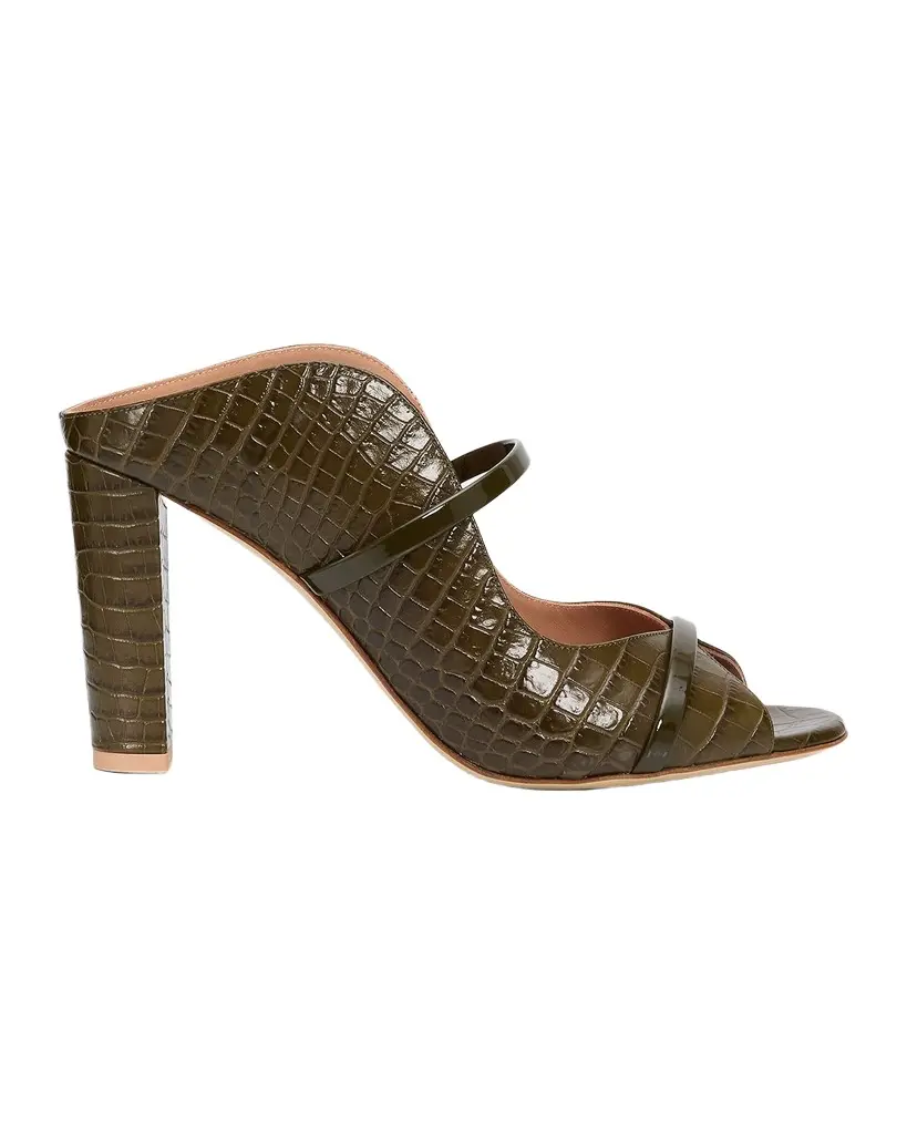 Malone Souliers 85mm Norah Croc-Embossed Leather Mule Sandals | Image 1 Malone Souliers 85mm Norah Croc-Embossed Leather Mule Sandals | Image 1