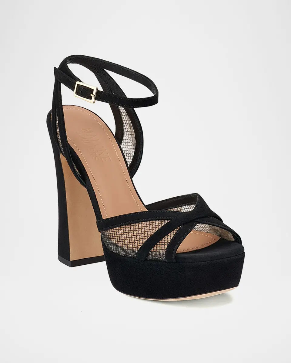 Malone Souliers Sylvie 125mm Suede & Mesh Platform Sandals | Thumbnail 2