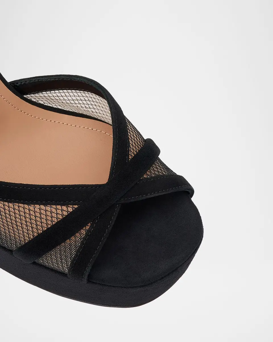 Malone Souliers Sylvie 125mm Suede & Mesh Platform Sandals | Thumbnail 4