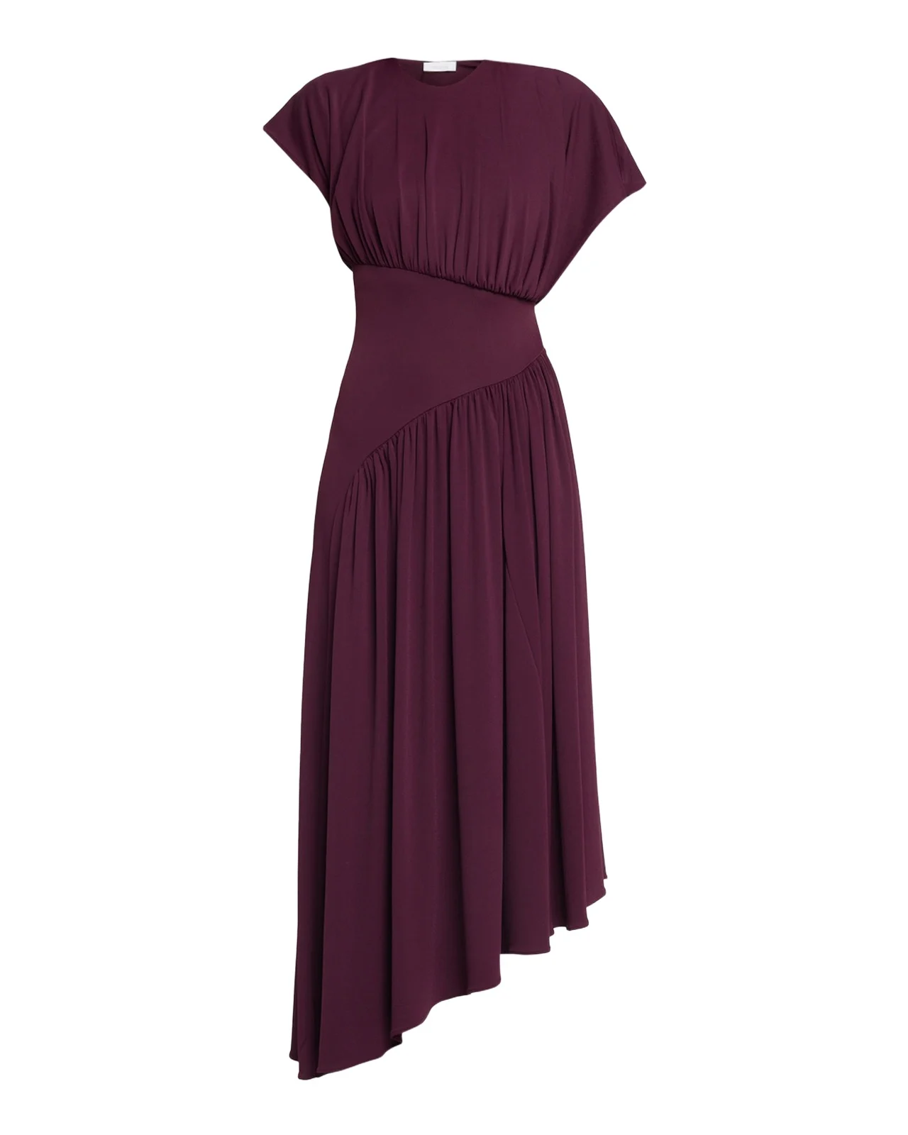 Ruched Jersey Asymmetric Drop-Waist Midi Dress Ruched Jersey Asymmetric Drop-Waist Midi Dress